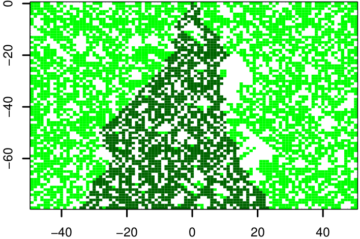 An oriented percolation cluster